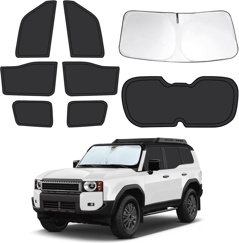 FSHAANY'S 8pcs Car Window Shades for Toyota Land Cruiser Prado 250(2024-2026), Full Car Window Covers for Privacy, Sunshades for Cruiser Front Rear Windshield Side Windows to Block UV and Protect Privacy - Image 1